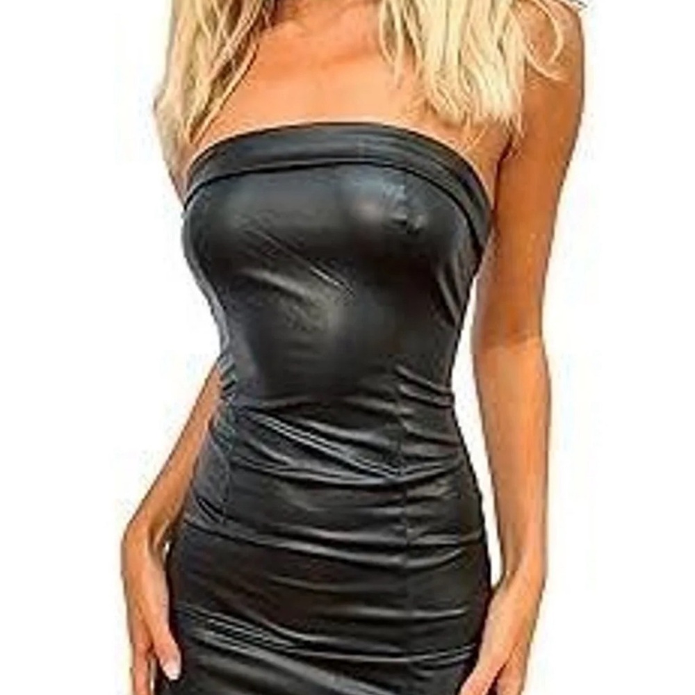 Black leather dress